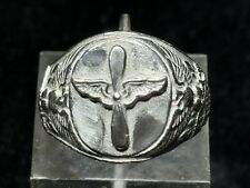 WWII US Army Air Corps sterling silver ring wings propeller Eagle SZ 9.0 picture