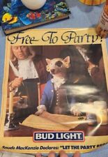 BUD LIGHT SPUDS MACKENZIE VTG POSTER DECLARATION OF INDEPENDENCE FOUNDING FATHER picture