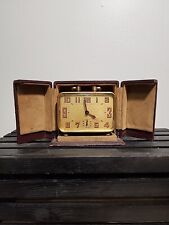 Vintage Brass TRAVEL ALARM CLOCK box case Art Deco 1920/30's Made In France picture