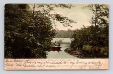 Old Postcard Channel between Amber & White Lake Boat 1906 Undivided Back picture