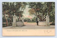 Stone Entrance Gate Fort Dallas Park Miami Florida Postcard UDB VTG FL picture