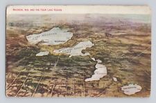The Four Lake Region Aerial View Madison Wis  VINTAGE POSTCARD 1468 picture