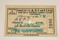 5/10/39 Chicago Tacoma One Way CMstP & Pacific R.R Railroad Company Ticket Stub picture