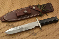 LOM HANDMADE D-2 STEEL BLACK G-10 MICARTA BEAUTIFUL BOWIE KNIFE WITH SHEATH picture