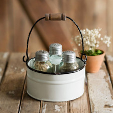 Ctw Home Collection Round Bucket Salt Pepper And Toothpick Caddy - White picture