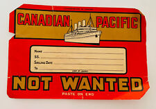 c1920s-30s Canadian Pacific 1st Class Wanted Luggage Label Sticker Steamships picture