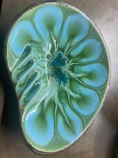 VINTAGE TREASURE CRAFT ASHTRAY 1963 LILYPAD SHAPE Turquoise Green  picture