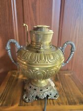 Antique 1888 Bradley & Hubbard Ornate Table Lamp Electric Brass Double Handle  picture