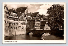 RPPC Houses by River Kocher Schwabisch Hall Baden Wurttemberg Germany Postcard picture