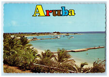 c1920s Palms Trees Sun and Fun on Aruba's Famous Beaches Postcard picture
