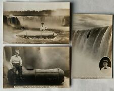 (3) 1911 RPPC Postcards Bobby Leach Niagara Falls NY Barrel plunge daredevil AZO picture