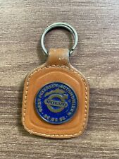 Vintage Volvo Keychain Ring - Leather Fob with Blue Enamel Logo, Svend Petersen picture