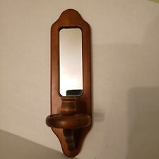 Vtg Mid Century Wood Pine Mirrored Wall Candle Holder Handmade Charles Lesters picture