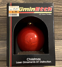 Vintage Christmas Lumin Etch Laser Ornament Of Distinction Red Globe Bells  picture