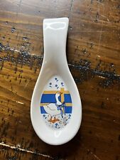 MCM Mid-Century 60s Country Goose With Blue Ribbon Print Spoon Rest Great Cond picture