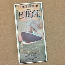 TOURS TO EUROPE | Vtg Litho Art Cover Advertising Pamphlet | RMS Olympic | 1913 picture