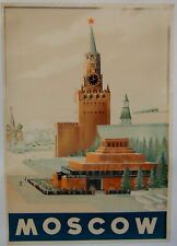 ORIGINAL 1930s Intourist “Moscow” USSR travel poster. Linen-backed. picture