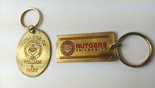 Vintage Metal College Keychain Keyring Lot 2 William & Mary Rutgers University  picture