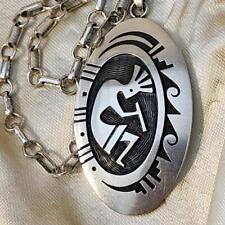 Large HOPI Sterling Silver KOKOPELLI Pendant Necklace Signed TL Trinidad Lucas picture