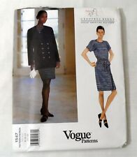 Vogue Pattern 2208 90s Geoffrey Beene Mock Wrap Dress Double Breast Jacket Uncut picture