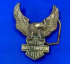 Iconic Harley Davidson Motorcycle Eagle Wings - 70's Baron Brass belt buckle picture