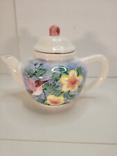 Beautiful Hand Painted Small Teapot With Humming Bird And Flowers Colorful  picture