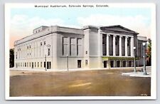c1920s Municipal Auditorium Exterior Street View Colorado Springs CO Postcard picture