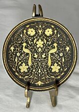 Damascene 3 Footed Trinket Dish 3 7/8”~24K Gold Inlay~Toledo, Spain~Birds/Floral picture