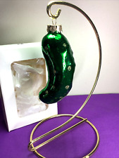 Vintage Germany Green PICKLE Blown Glass Christmas Ornament    x22 picture