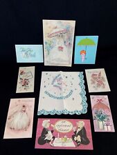 Vintage Bridal Shower Gift Cards Enclosure Glitter Parchment MCM Paper Napkin picture