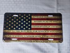USA Flag License Plate American Patriotic Pledge of Allegiance Steel picture