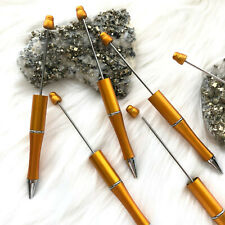 Beadable Plastic Pens Retractable Writing Instrument DIY Craft Beaded Pen Copper picture