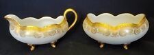 LIMOGES FRANCE BAWO DOTTER ELITE WORKS OPEN CREAM & SUGAR SET HEAVY GOLD FOOTED picture
