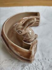 Vtg. Wade, England curved log planter with rabbit; ceramic. picture