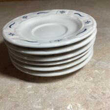 Longaberger Pottery Blue Woven Traditions 6” Saucers Set Of 6 picture