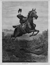 EQUESTRIAN WOMAN RIDER ATTEMPTING WATER JUMP SADDLE HORSE HARNESS EQUINE picture