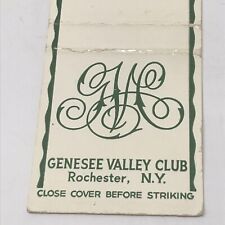 Vintage Matchbook Genesee Valley Club Cover Rochester New York Advertisement picture
