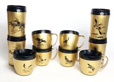 Vintage NFC Coffee Mug & Tumbler Metal Handle Gold Black Insulated Camp Hunting  picture