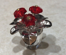 Swarovski Crystal Poinsettia Flower Pot (Primula Red #718984) Figurine With Box picture
