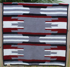 Vtg Biederlack Blanket Acrylic Velours Southwest Aztec 73x57 Gray Black Red picture
