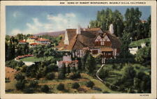Robert Montgomery Home Beverly Hills California ~ 1940s linen postcard picture