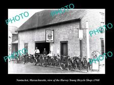 OLD LARGE HISTORIC PHOTO OF NANTUCKET MASSACHUSETTS THE YOUNG BICYCLE SHOP 1940 picture