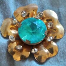 Vintage Two Prong Shank Metal Rhinestone Button. picture