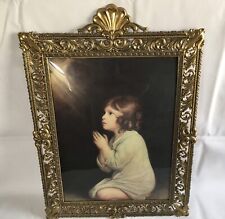 Vintage Victorian Italian/Italy Curved/Bubble Glass/Ornate Metal Frame 21”X15” picture