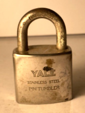 Antique Vintage Yale Hardened Stainless Steel Padlock Pin Tumbler No Key #21 picture