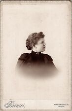 Interesting Image Woman Profile Antique Cabinet Card Photo Greenville, MI picture