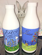 Two Vintage Milk / Juice Bottles Lillian Vernon Alan Wood Design Country Cottage picture