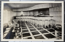 Vintage B&W Bar Naniloa Hotel Hilo Hawaii RPPC Postcard EKC 1939-1950 picture