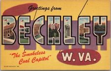 BECKLEY, West Virginia Large Letter LINEN Postcard 