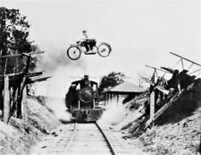 Motorcycle Jumping Train Dangerous Crossing Daredevil Vintage Photo Print 355C picture